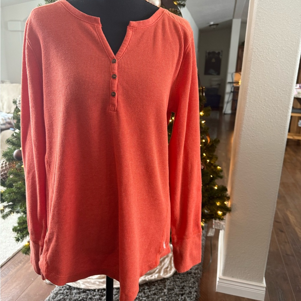 Eddie Bauer Women's Vibrant Orange Long Sleeve Henley